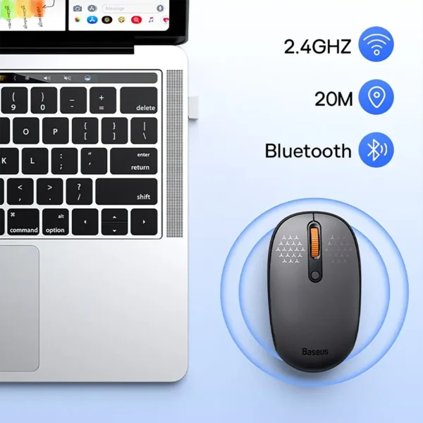 baseus-mouse-3 Baseus F01B Mouse Bluetooth 5.0 Wireless 1600 DPI Silent Click - Grey
