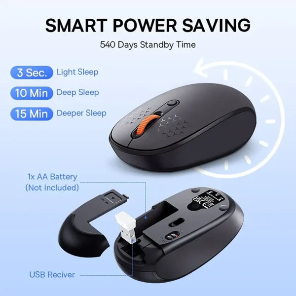 baseus-mouse-4 Baseus F01B Mouse Bluetooth 5.0 Wireless 1600 DPI Silent Click - Grey
