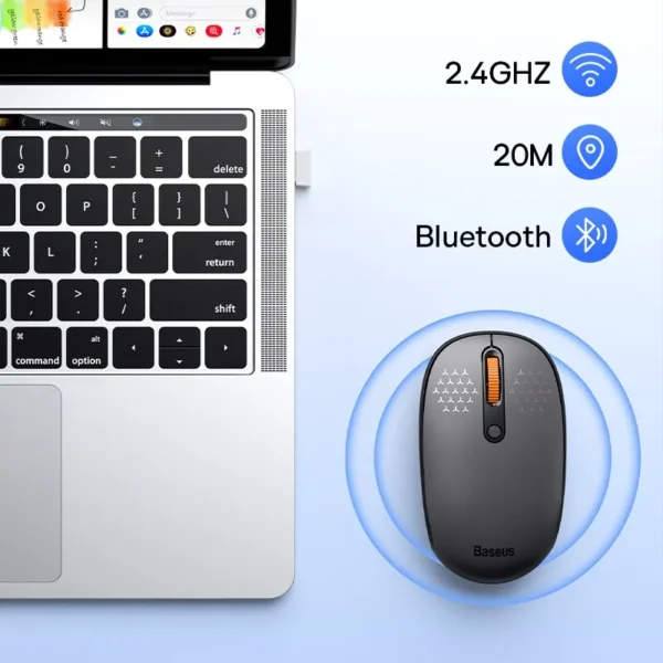 kf-S1c34c5d7d5aa4c7fbfe9e1d0c7738887e-Baseus-F01B-Mouse-Wireless-Bluetooth-5-0-Mouse-1600-DPI-Silent-Click-For-MacBook-Tablet-Laptop Baseus F01B Mouse Bluetooth 5.0 Wireless 1600 DPI Silent Click - Grey