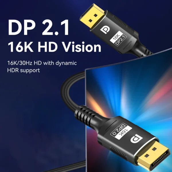 Display Port Cable 2.1 16K 8K 4K HDR