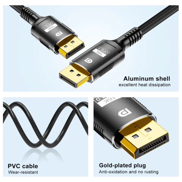 Display Port Cable 2.1 16K 8K 4K HDR