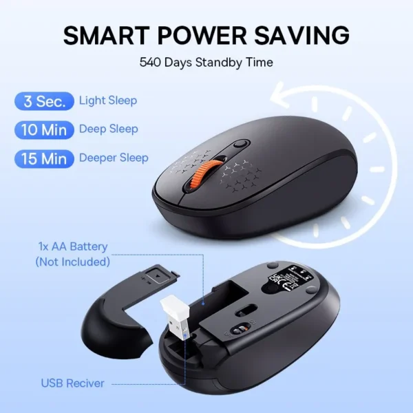 kf-Sa5ec383d3bbe447993a1b2d57a73b93fh-Baseus-F01B-Mouse-Wireless-Bluetooth-5-0-Mouse-1600-DPI-Silent-Click-For-MacBook-Tablet-Laptop Baseus F01B Mouse Bluetooth 5.0 Wireless 1600 DPI Silent Click - Grey