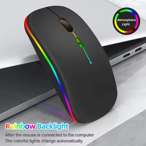 mouse-wifibluetooth-4 Mouse Bluetooth and Wi-Fi 2.4Ghz RGB Gaming Rechargeable - Black