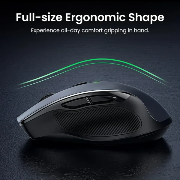 UGREEN Wireless 2.4GHz Bluetooth 5.0 Ergonomic 4000DPI 6 Mute Buttons Mouse - Black