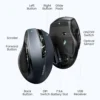 UGREEN Wireless 2.4GHz Bluetooth 5.0 Ergonomic 4000DPI 6 Mute Buttons Mouse - Black