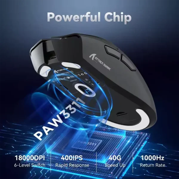 attackshark-r1mouse-4 Attack Shark R1 Gaming Mouse PAW3311 18000dpi Wireless 1000Hz Rechargeable - Black