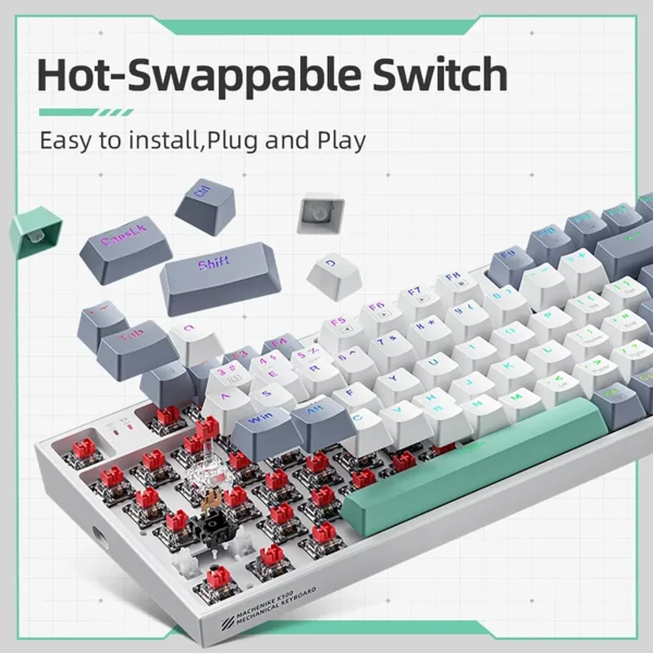 gaming-keybd-1 Machenike K500 Mechanical Keyboard Gaming Wired Hot Swappable 94 Keys RGB