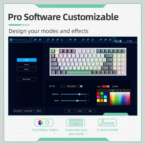 gaming-keybd-2 Machenike K500 Mechanical Keyboard Gaming Wired Hot Swappable 94 Keys RGB