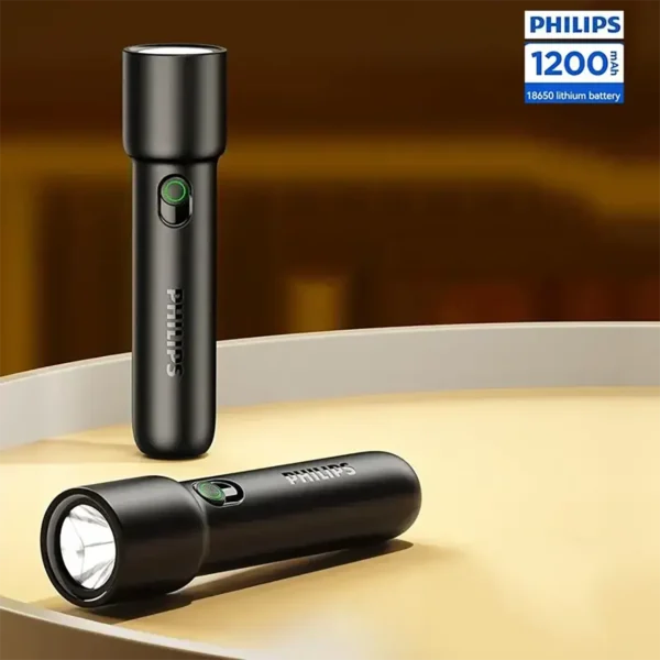 philips-torch-main Philips LED Rechargeable Outdoor Flashlight Portable - Black