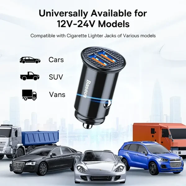 baseus-carcharger-1 Baseus 30W USB Car Quick Charger 4.0 3.0 FCP SCP USB PD Black