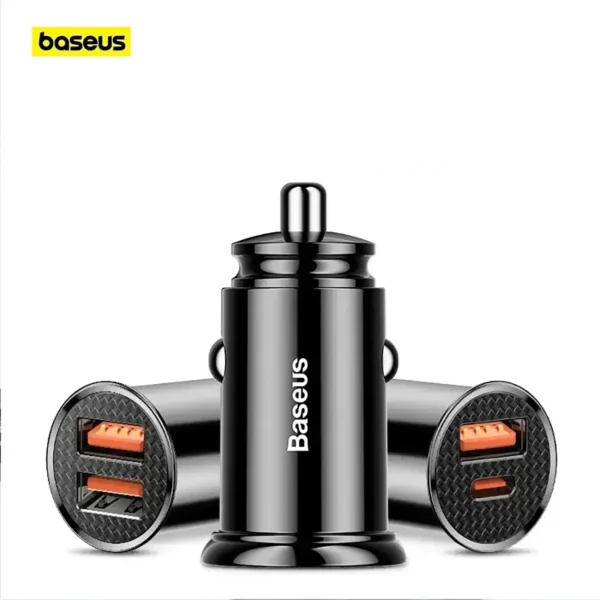 baseus-carcharger-main Baseus 30W USB Car Quick Charger 4.0 3.0 FCP SCP USB PD Black