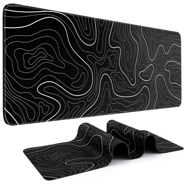 kf-S41b28b7e77454469934c5f4befe4eeadv-1Pcs-Gaming-Mouse-Pad-Large-Keyboard-Pad-31-5-x-11-8in-Topographic-Mouse-Pad-Black Computer Desk Mat Gaming Black and White 80x30cm for Mouse & keyboard