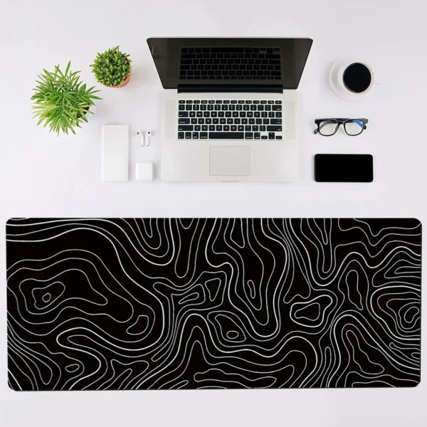 kf-S8b5de2ac29c34bc89a561982d52c5a4dh-1Pcs-Gaming-Mouse-Pad-Large-Keyboard-Pad-31-5-x-11-8in-Topographic-Mouse-Pad-Black Computer Desk Mat Gaming Black and White 80x30cm for Mouse & keyboard