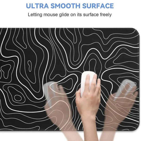 topographic-mousepad-black-3 Computer Desk Mat Gaming Black and White for Mouse & keyboard 80x30cm