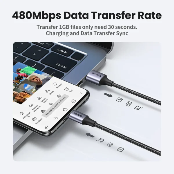 ugreen-usba-to-usbccable-5 UGreen 3A USB A to TYPE-C Cable Fast Charging Data iPhone Samsung Android
