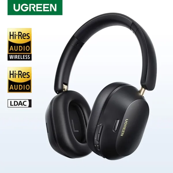 UGREEN Max5c Wireless Bluetooth 5.4 Headphones 43dB Hybrid Active Noise Cancellation Hi-Res LDAC 75H - Black