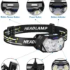 LED Strong Headlight Motion Sensor White Red Light Rechargeable - Black
