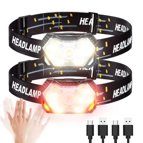 headlamp-main LED Strong Headlight Motion Sensor White / Red Light Rechargeable