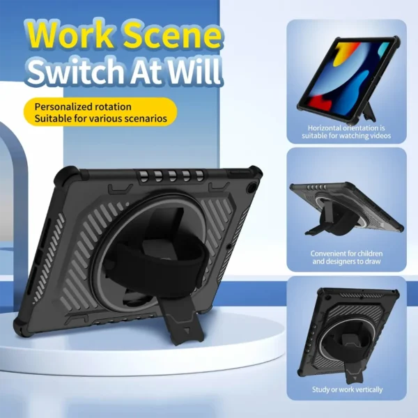 ipad-heavycase-1 iPad Protective Rotation Stand Case Black