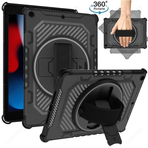 ipad-heavycase-main iPad Protective Rotation Stand Case - Black