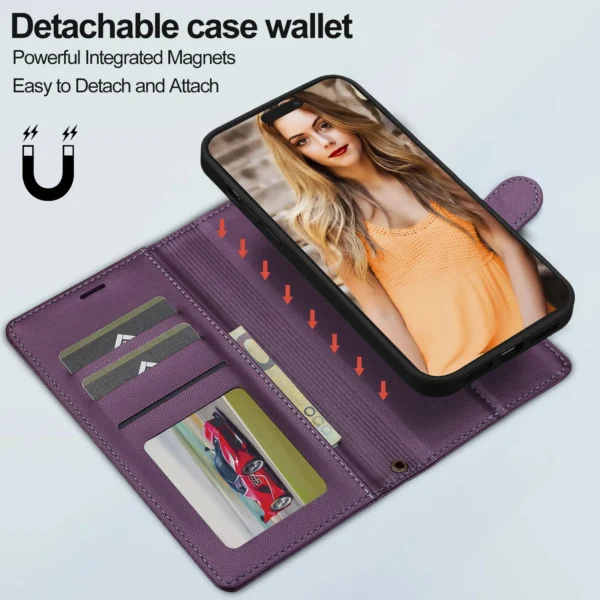 iPhone Magnetic Detachable TPU Leather Wallet Case