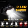 LED Strong Headlight Motion Sensor White / Red Light Rechargeable