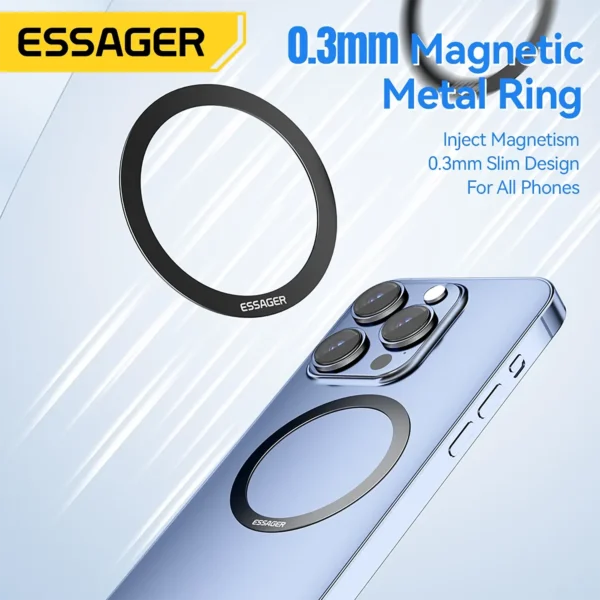 essager-magring-1 Essager Phone Magnetic Metal Ring Black for MagSafe 2pcs