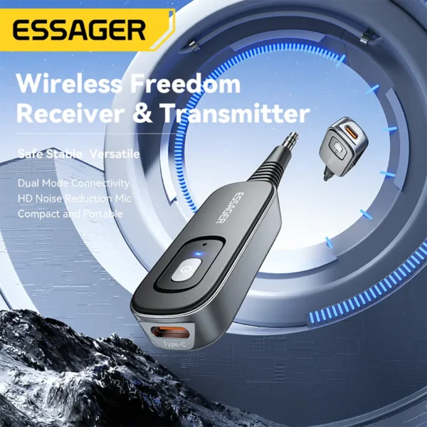 Essager Bluetooth 5.3 Transmitter & Receiver Stereo 3.5mm - Blue