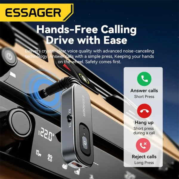 Essager Bluetooth 5.3 Transmitter & Receiver Stereo 3.5mm - Blue