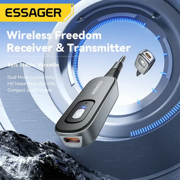 Essager Bluetooth 5.3 Transmitter & Receiver Stereo 3.5mm - Blue