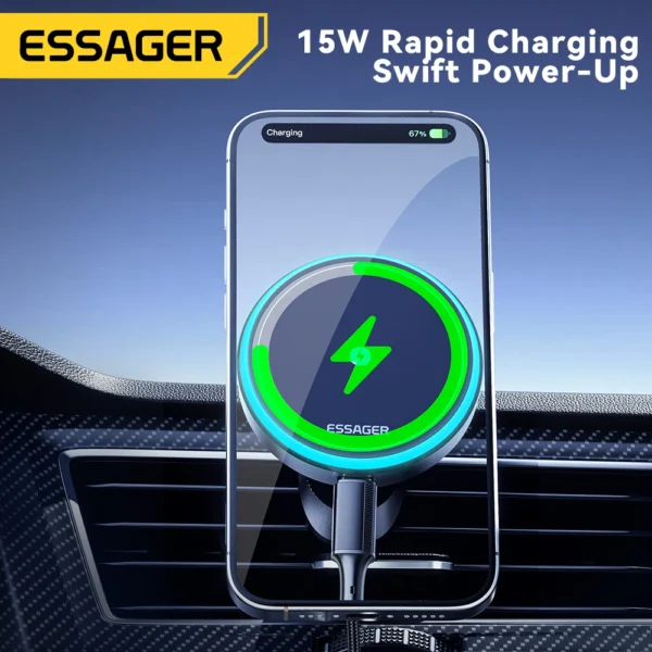 Essager Phone Holder Magnetic Wireless charger 15W for Car Air Vent Outlet & Adhesive Style