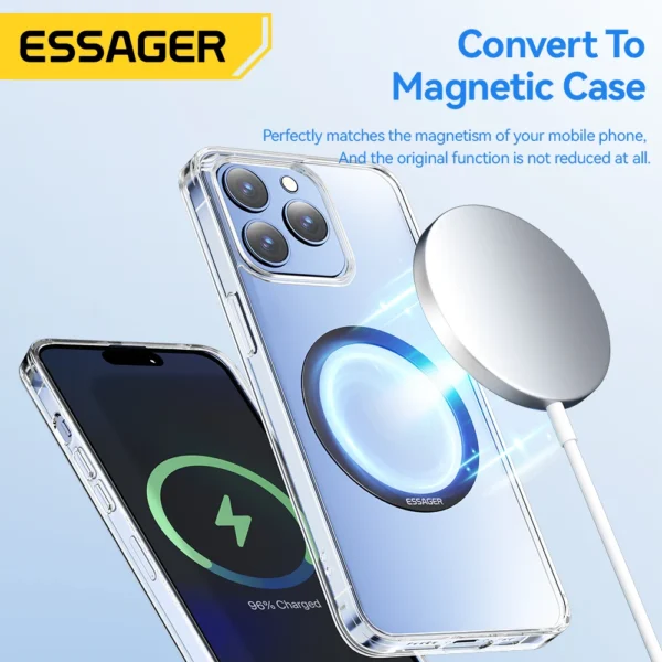 Essager Phone Magnetic Metal Ring Black for MagSafe - 2pcs