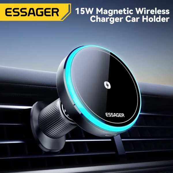 Essager Phone Holder Magnetic Wireless charger 15W for Car Air Vent Outlet & Adhesive Style