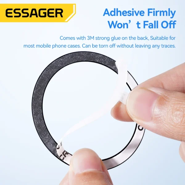 Essager Phone Magnetic Metal Ring Black for MagSafe - 2pcs