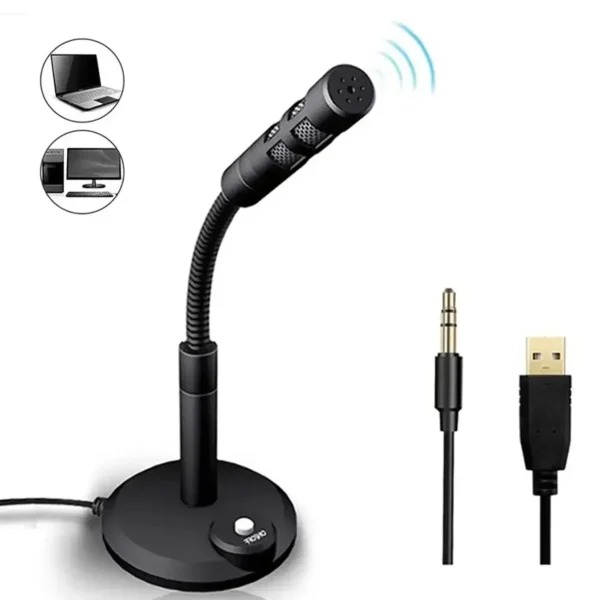microphone-usb35mm-1 Microphone 3.5mm or USB Studio Stand Holder Black