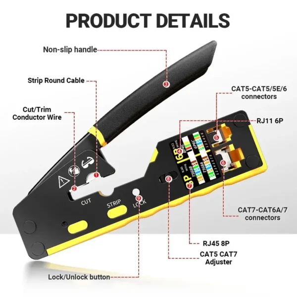 net-crimper-1 AMPCOM EZ-Type 3-in-1 RJ45 Network Tool Crimper / Cut / Strip