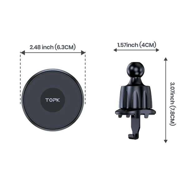 topk-airvent-6 TOPK Phone Holder Magnetic for Car Air Vent Outlet Black