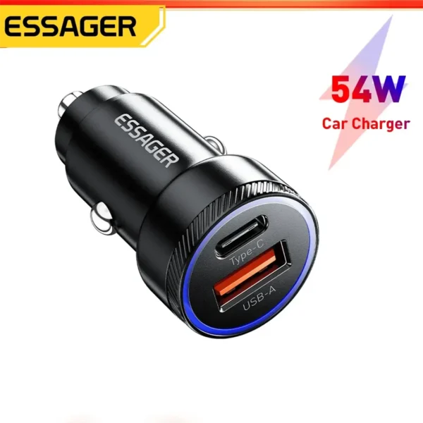 Essager Phone Fast Car Charger 54W QC 3.0 USB & USB C