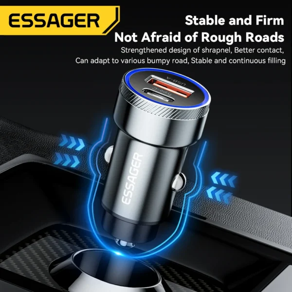 Essager Phone Fast Car Charger 54W QC 3.0 USB & USB C