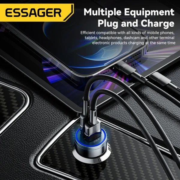 Essager Phone Fast Car Charger 54W QC 3.0 USB & USB C