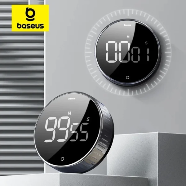 kf-Sf160d41790df4167abce23fe10ff55598 Baseus Magnetic Digital Kitchen Timer Manual Countdown Alarm Clock - Black