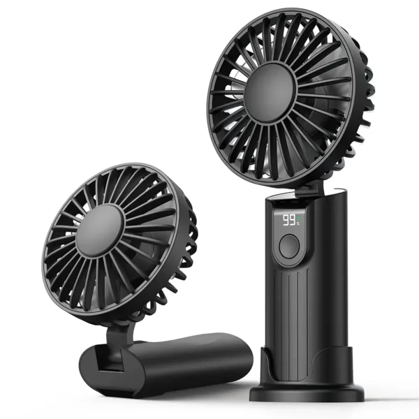 topk-portablefan-main TOPK 5000mAh Mini Portable Fan USB Rechargeable Hand Held Fan 3 Speeds - Black