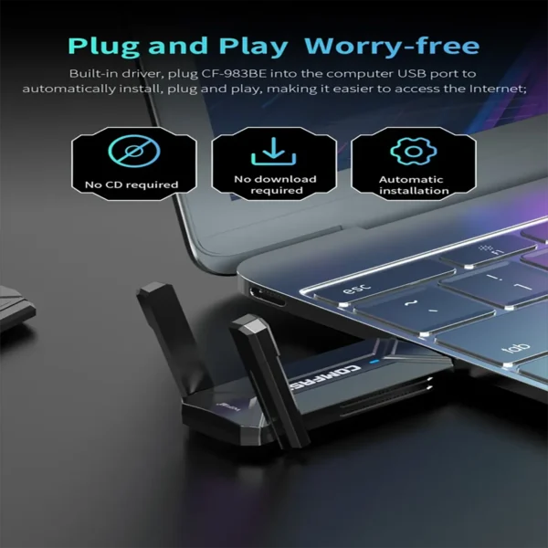 COMFAST WiFi 7 Adapter 6G/5G/2.4G BE6500 WPA3 USB3.0