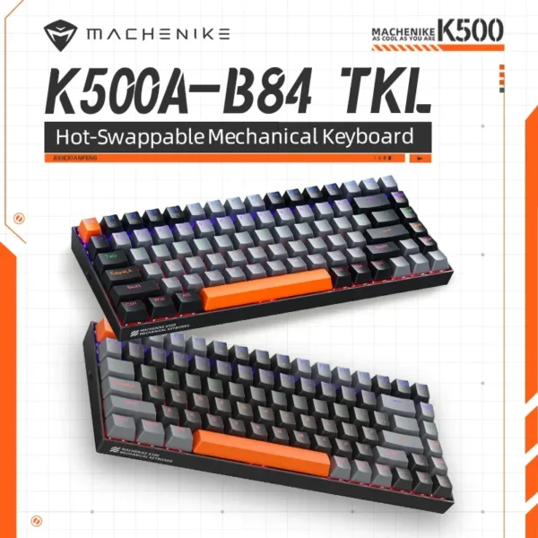 Machenike K500A-B84 Mechanical Wired Gaming Keyboard Hot Swappable 84 Keys RGB