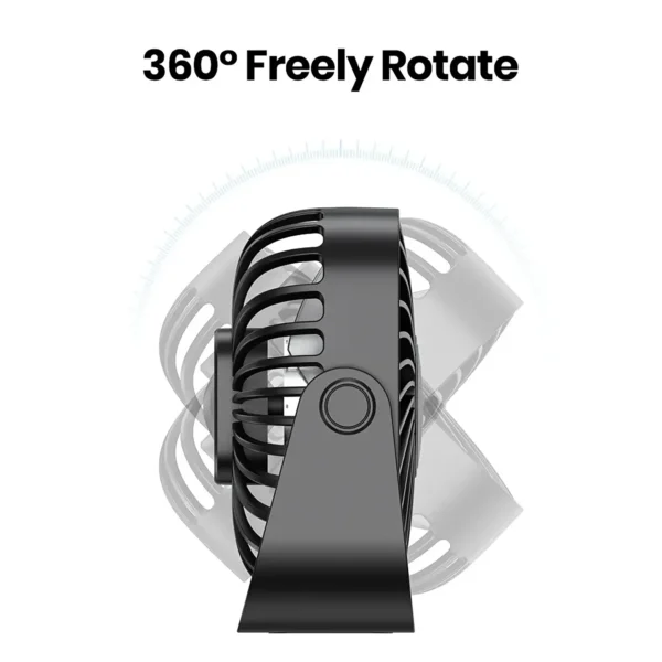 topk-fanusb-3 TOPK 4inch USB Mini Portable Fan 3 Speeds Quiet Desk Table - Black