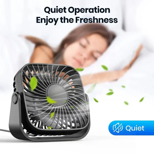 topk-fanusb-4 TOPK 4inch USB Mini Portable Fan 3 Speeds Quiet Desk Table - Black