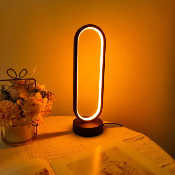 LED Night Light Table Ring Lamp Three-color Dimming - Black