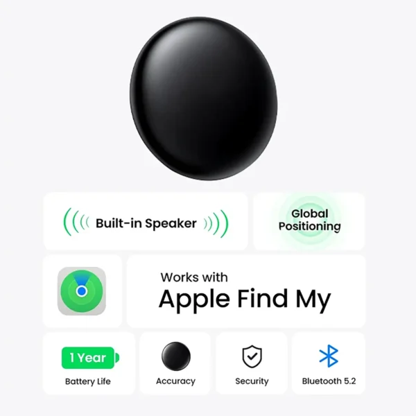 gps-iphonecover-1 GPS Tracker Bluetooth Works with Apple Find My APP with Silicone Shell Case - Black