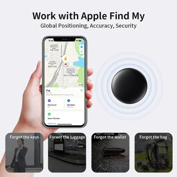 gps-iphonecover-2 GPS Tracker Bluetooth Works with Apple Find My APP with Silicone Shell Case - Black