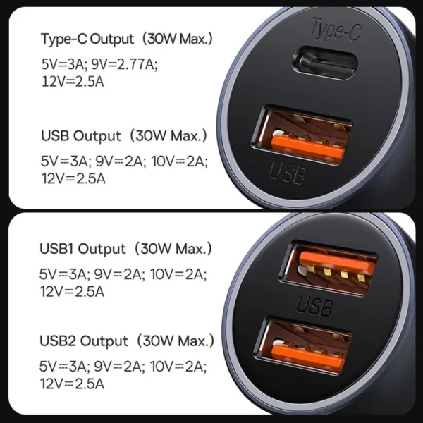 kf-S037d95c92df44335b8b61a1dafedf408e Baseus 60W Metal USB Type C Car Charger Quick Charge SCP AFC QC 4.0 PD 27W